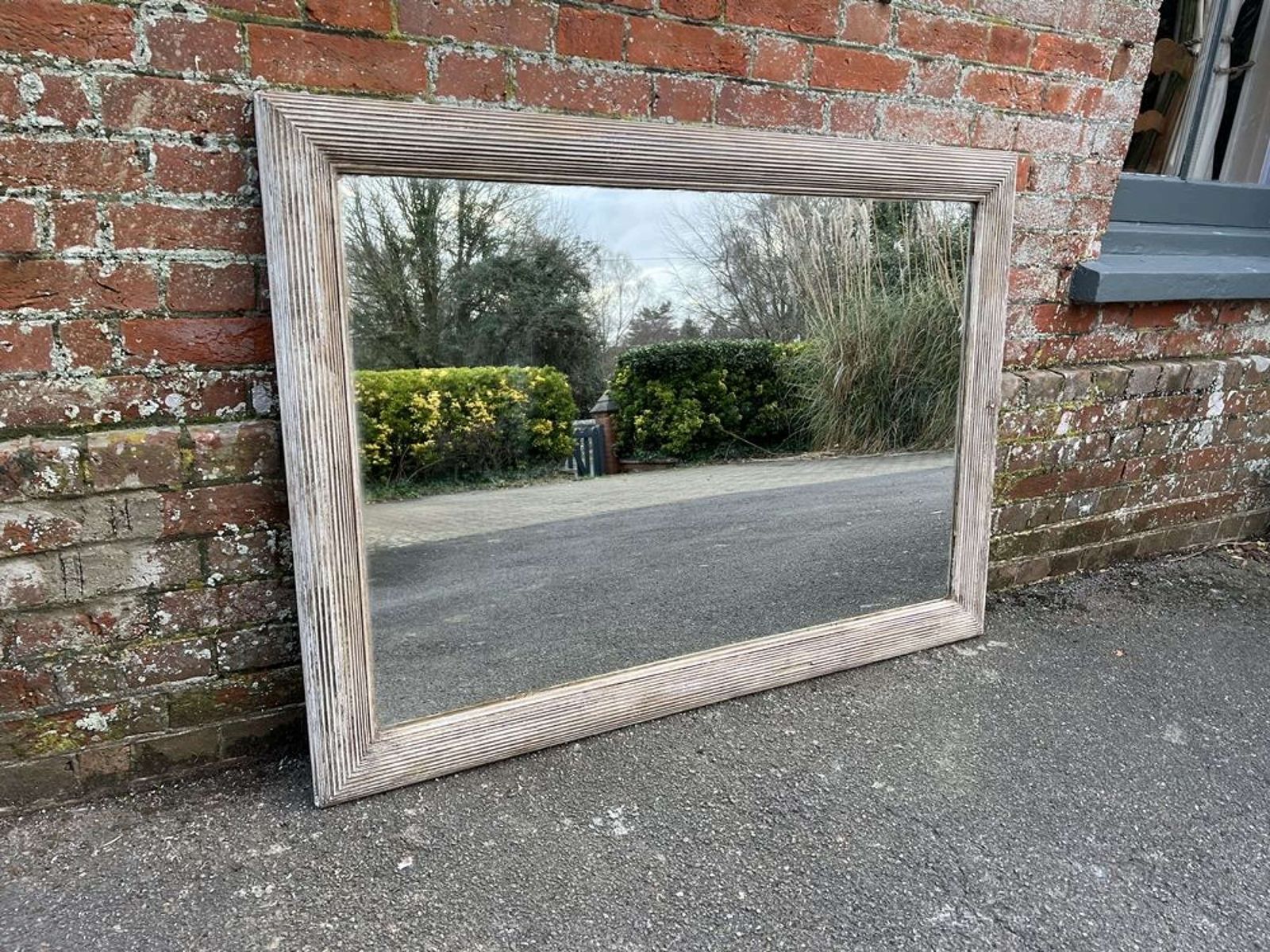A Delightful Large Antique French 19th C Ribbed Mirror.