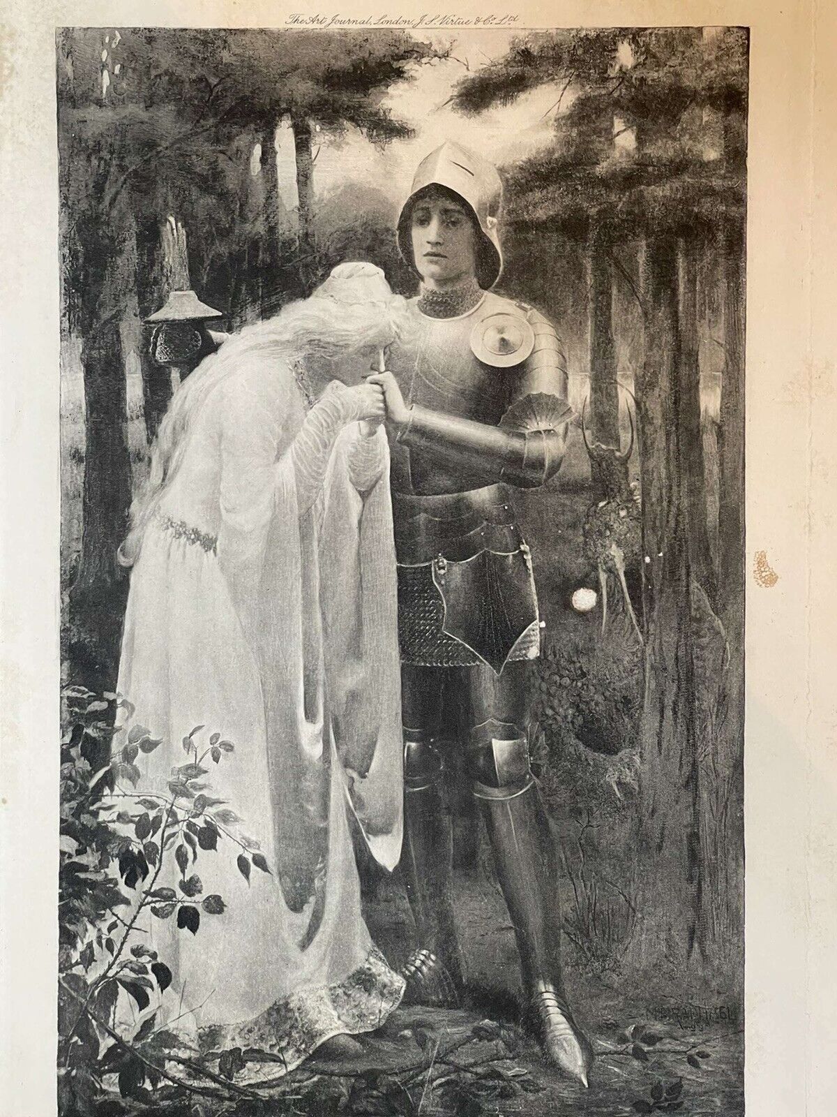 Mary Raphael Britomart And Amoret 1899 Original Steel Plate Engraving photo Art