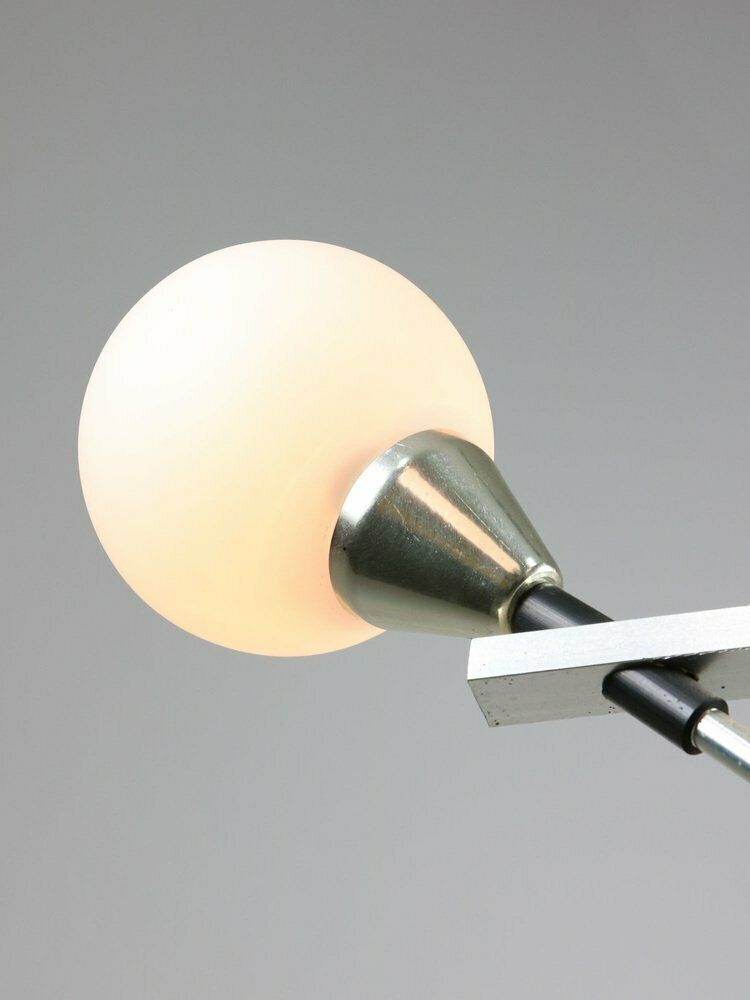 Space Age Italian Chandelier In Aluminum And Opaline Glass photo buy