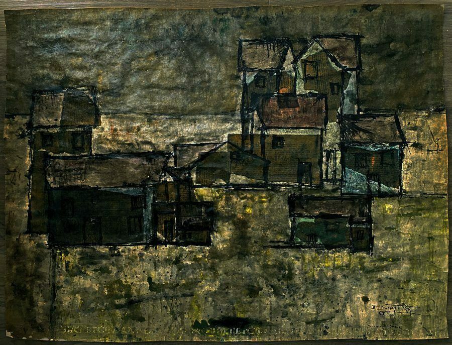 "Villiers Sur Marne” 1961  Mixed Technique And Collages By Jean Pierre Dumontier