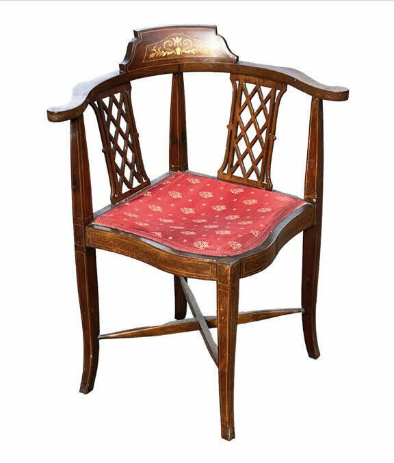 Antique Inlaid Mahogany Armchair