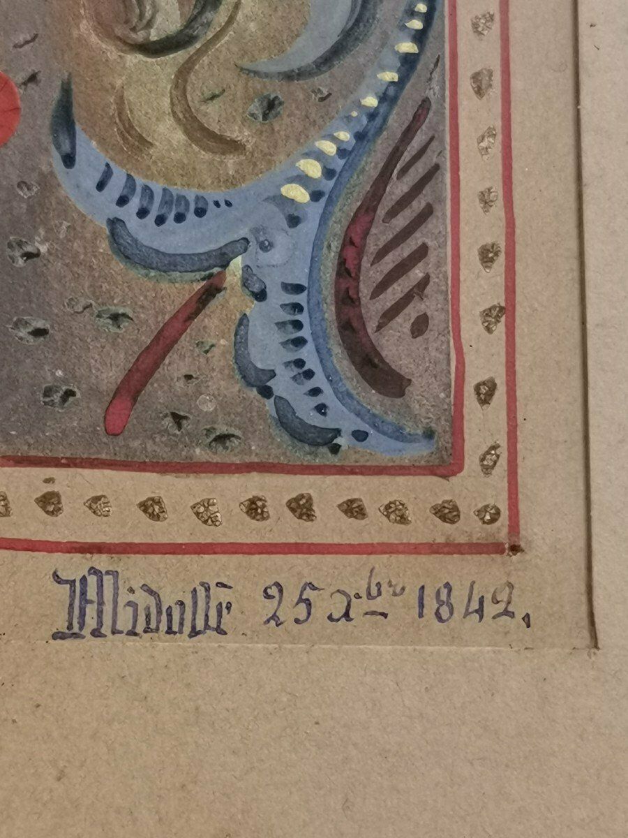 Art Jean Midolle (actif vers 1830-1850), calligraphe. Enluminure religieuse photo