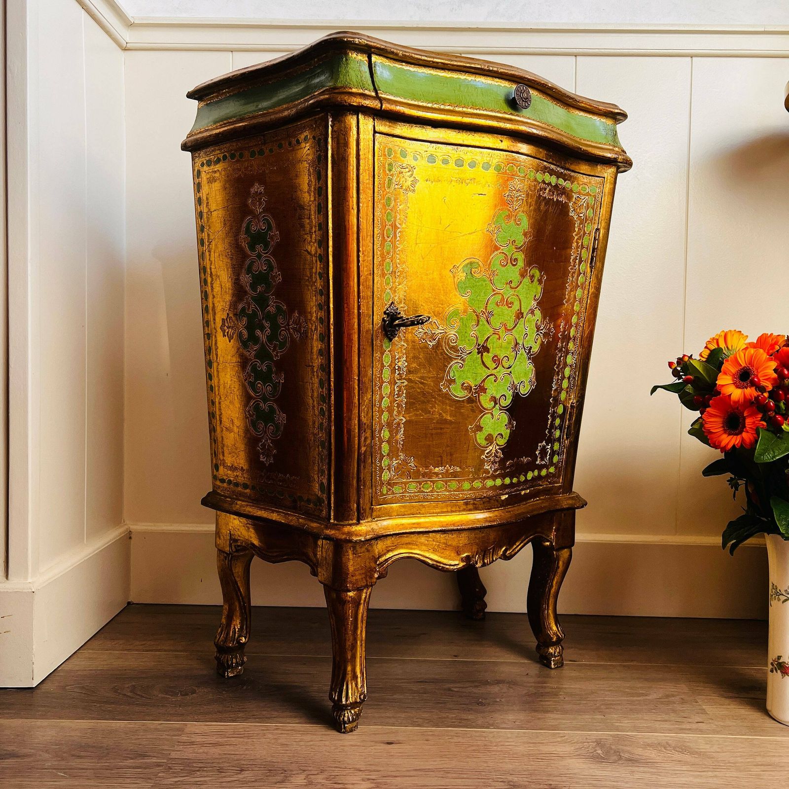 Vintage Display Cabinet, Venetian Cabinet With Key, Wood Display Cabinet, Home Design, Italian Furniture photo for sale