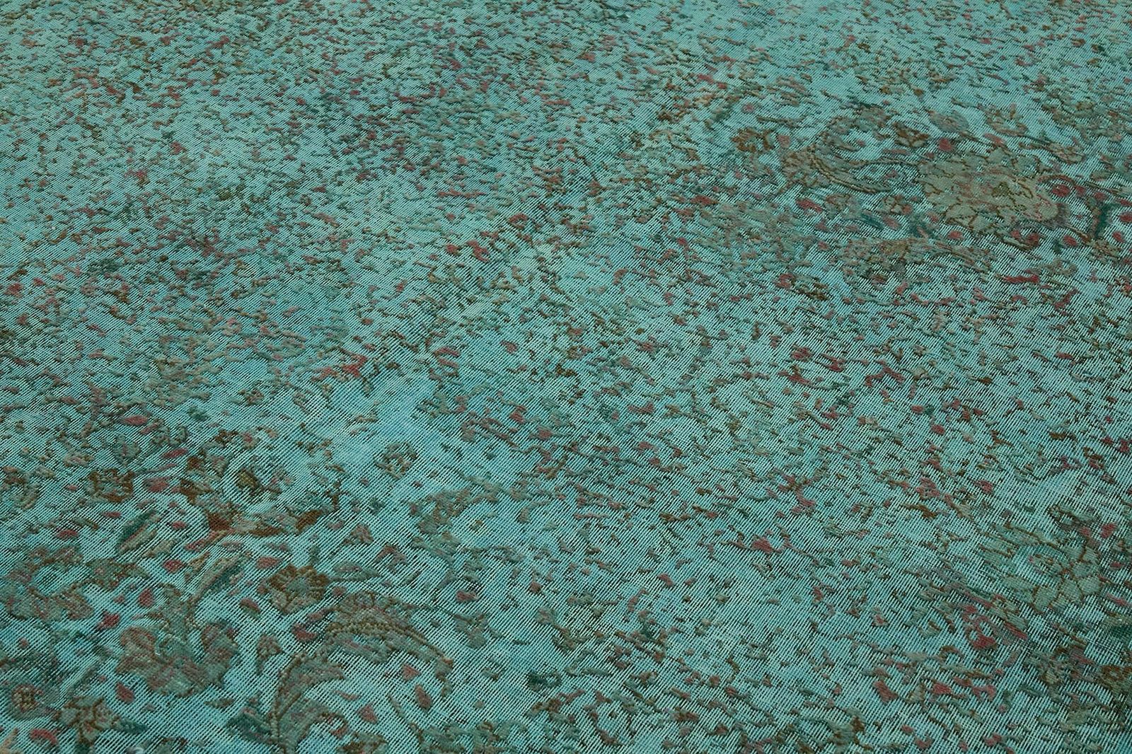Handmade 356 X 240 Cm Turquoise Over Dyed Large Area Rug photo vinterior