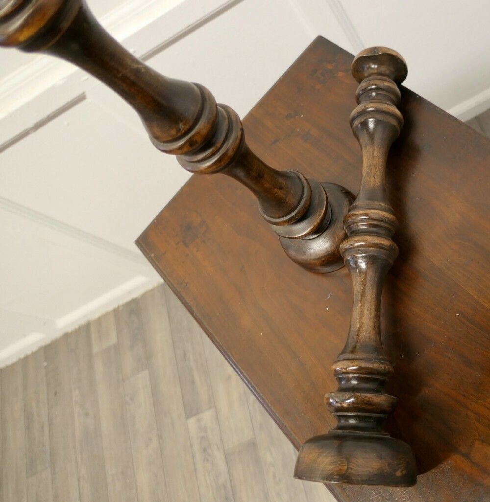 Pair Of Tall French Turned Wooden Wig Stands, Shop Display Hats photo for sale
