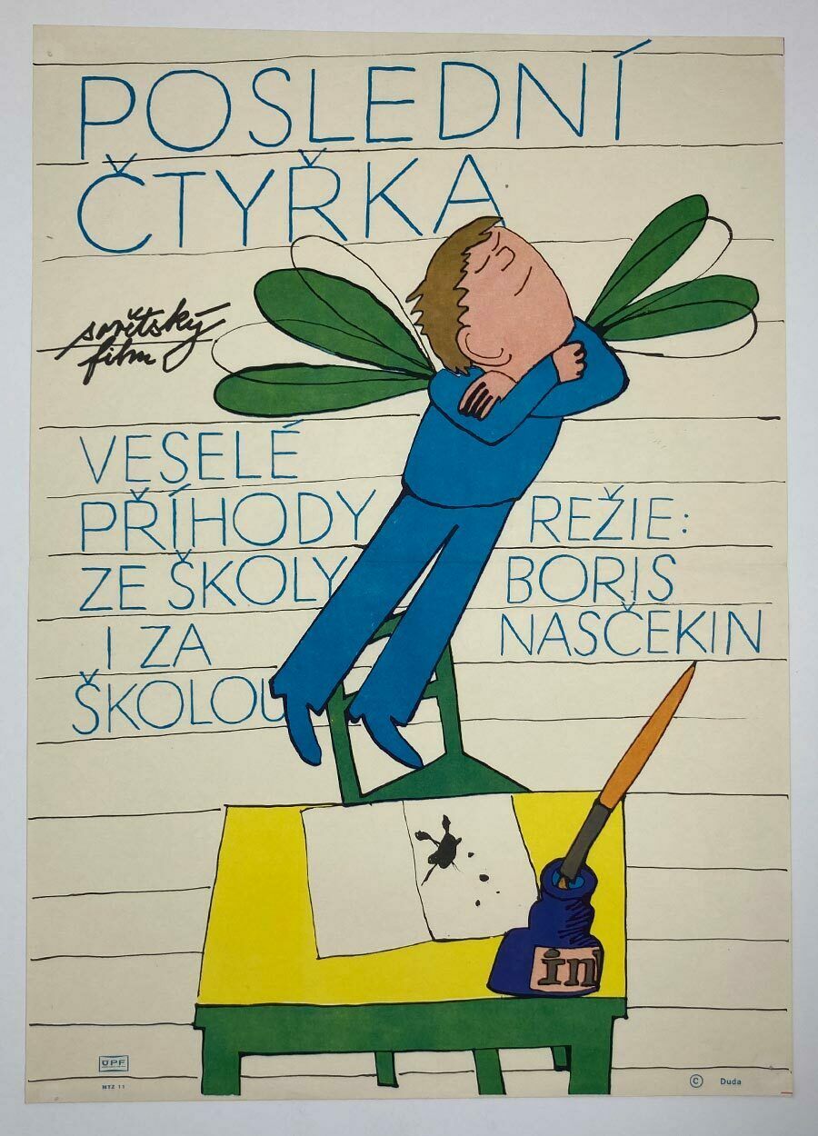Original Film Poster, Last Bad Mark, Stanislav Duda, 1980, Genuine Czech Vintage Print