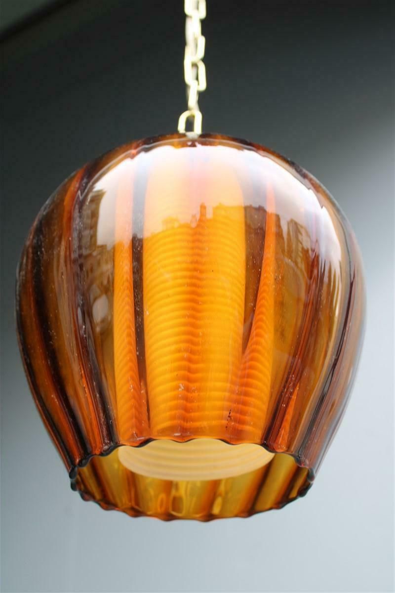 Lantern Murano Glass Brass Part Italian Design 1950s Pumpkin Seguso photo buy