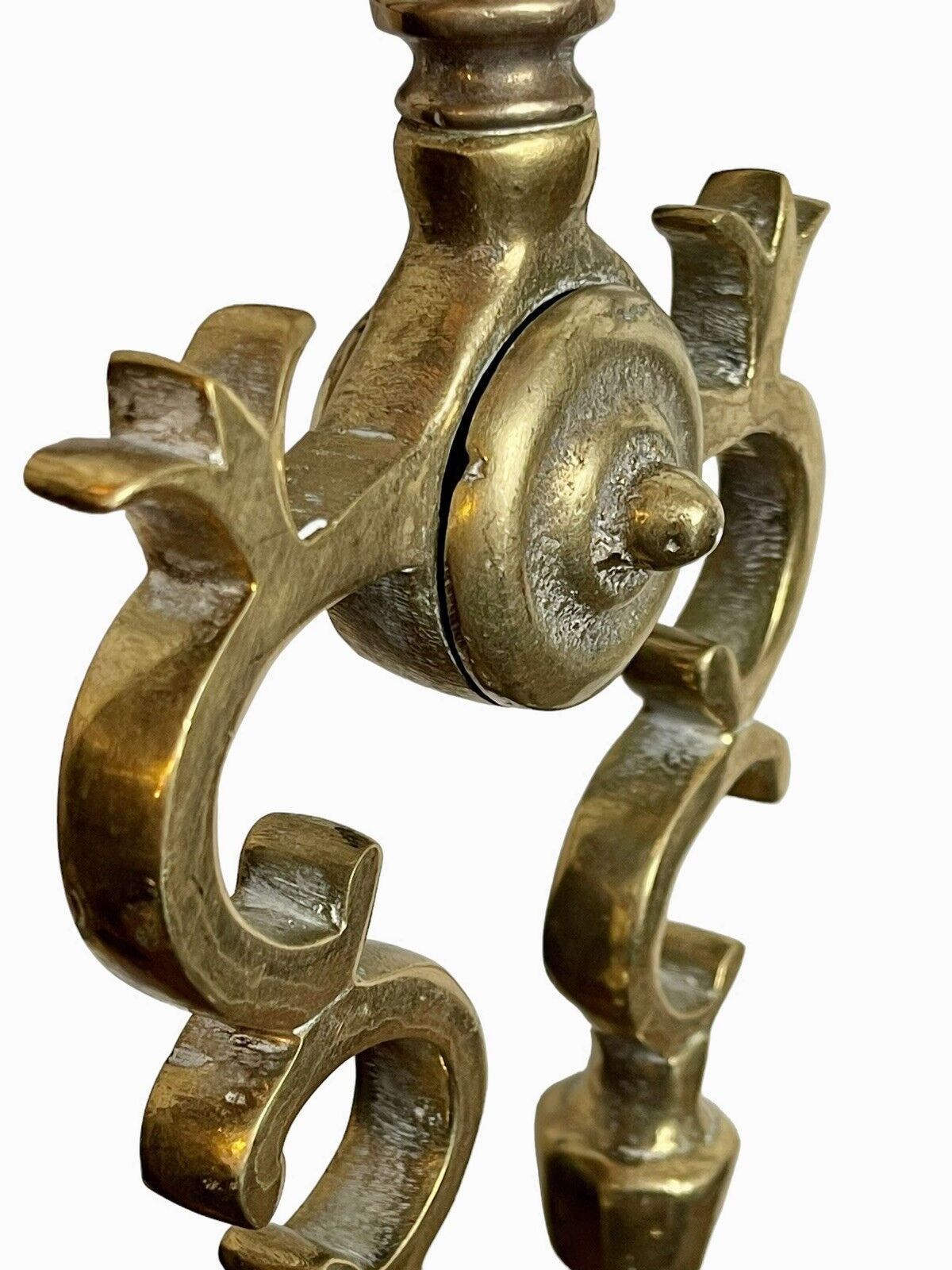 A Set Of Brass Lion Head Fire Irons photo buy