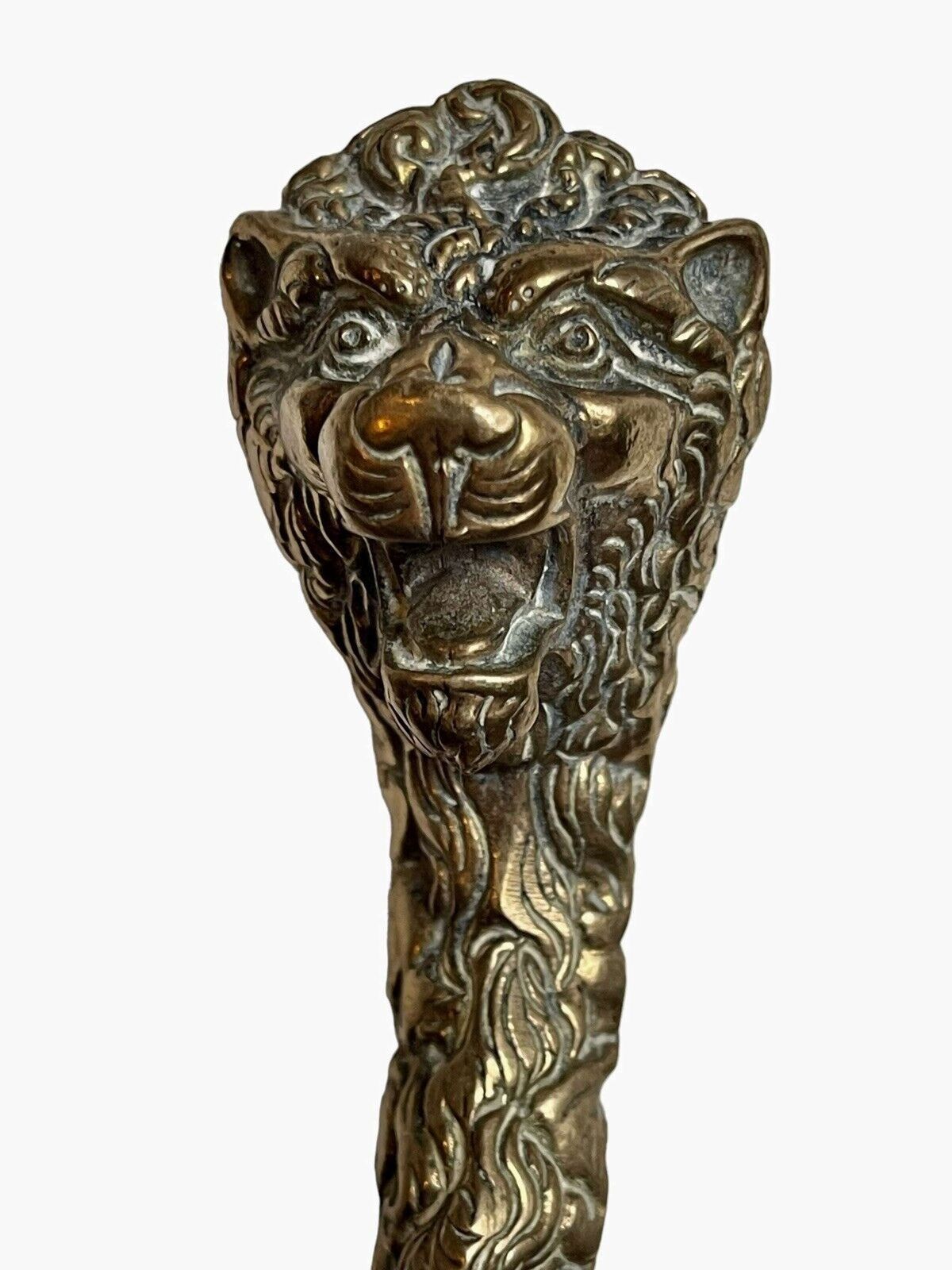 photo furniture A Set Of Brass Lion Head Fire Irons