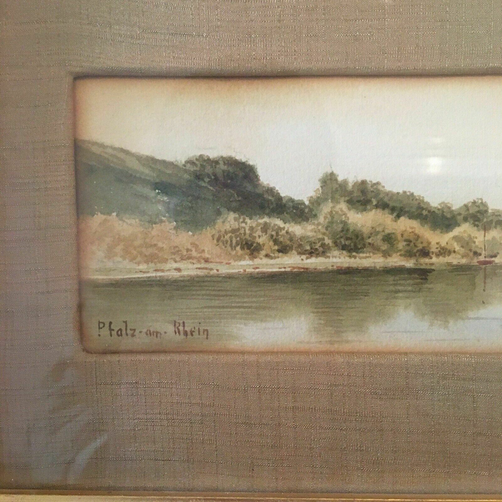 Charles Henry Turner Antique Watercolour Landscape Painting 1880s Rhein Framed photo for sale