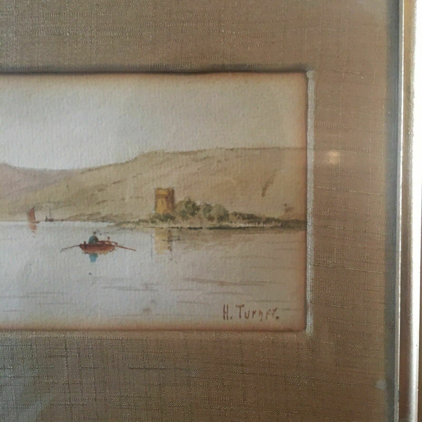 Charles Henry Turner Antique Watercolour Landscape Painting 1880s Rhein Framed photo Art
