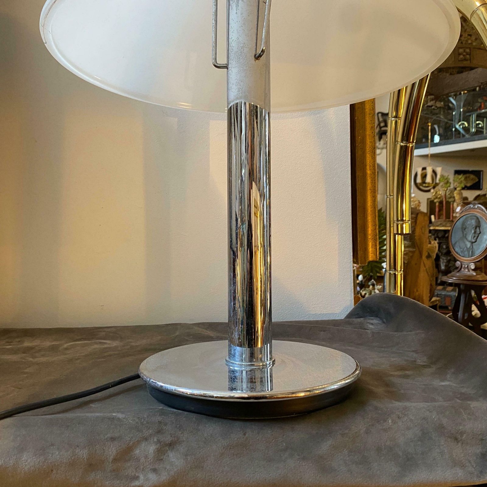 1990s Glashutte Limburg Modernist Metal And Glass Table Lamp photo Lighting