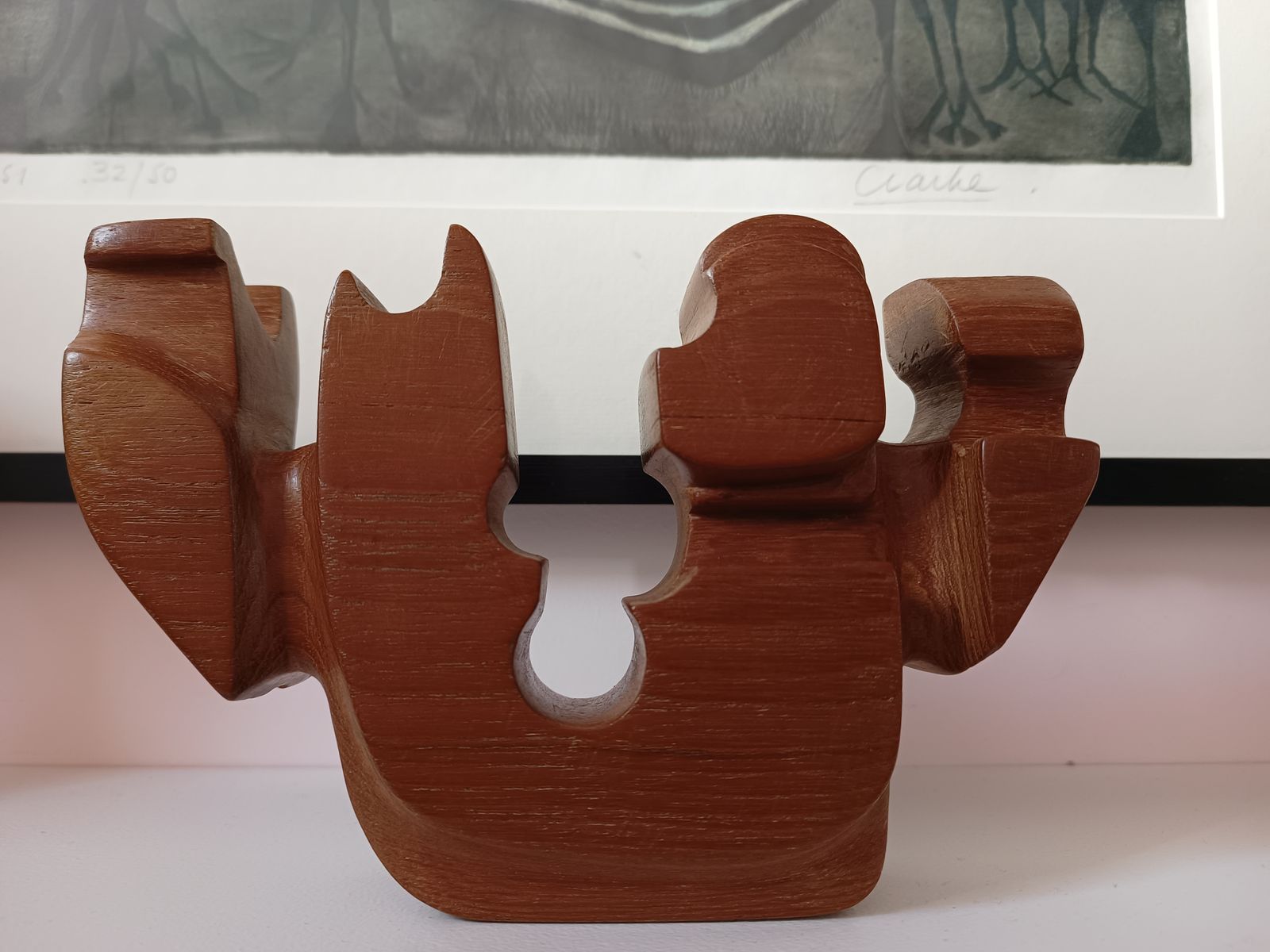 Set Of 4 Mcm Carved Wooden Sculptures Signed And Dated By Artist British 1970s Brian Wilsher Style photo furniture