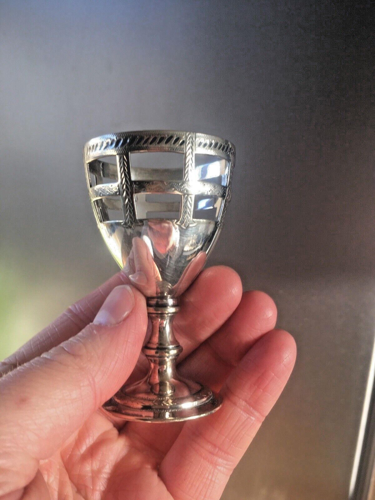 photo for sale Antique C1854 66 Epns Martin Hall & Co Sheffield 4 Basket Egg Cup Set On Stand