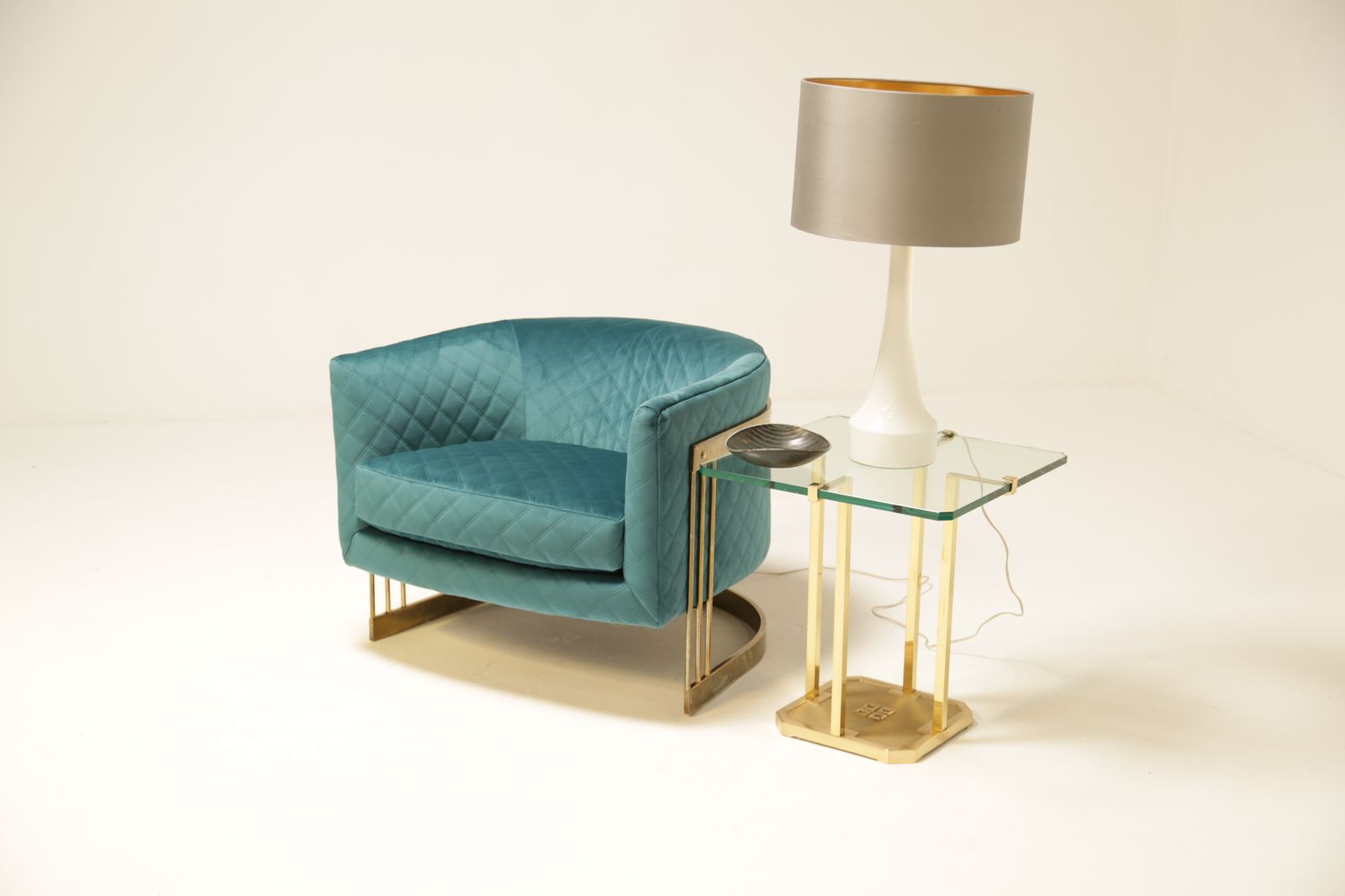 photo for sale Mid Century Brass Plated Tub Chair