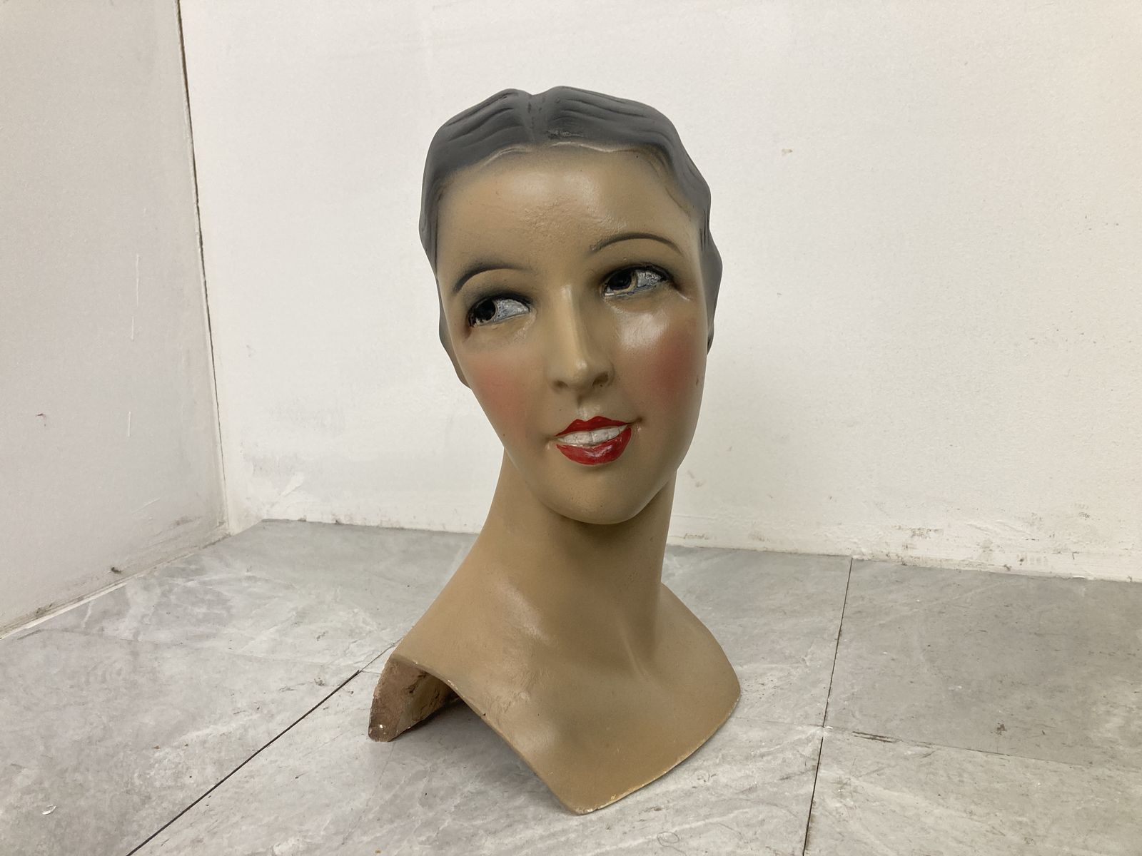 Vintage Plaster Mannequin Head, Female, 1960s photo for sale