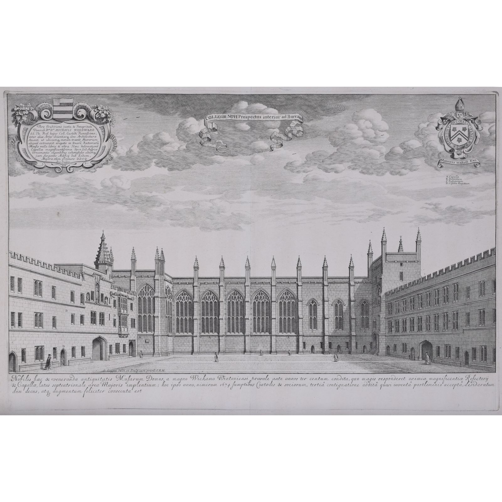 David Loggan New College Oxford Engraving 1690