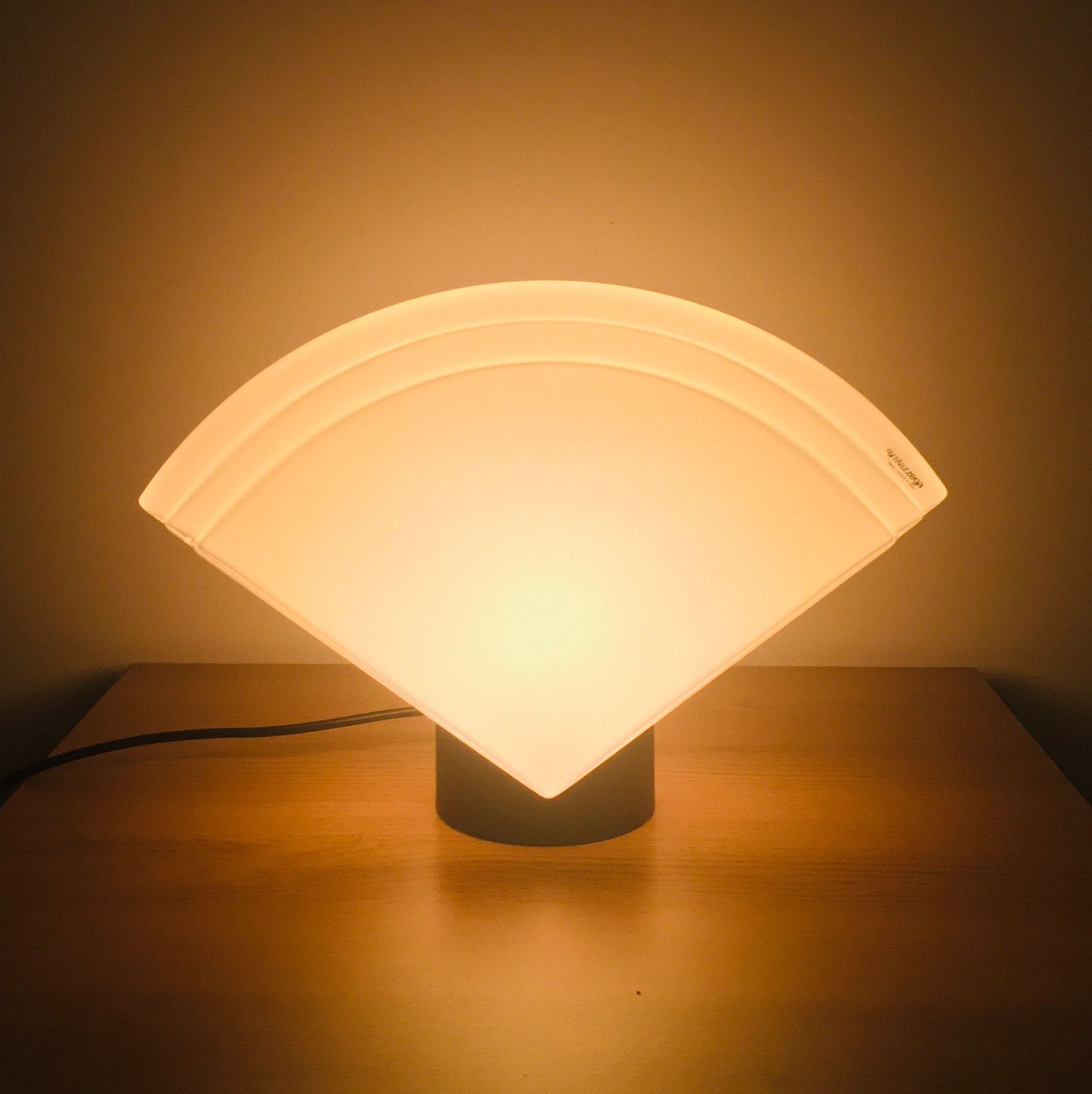 Large Murano Opaline Glass Table Lamp From Av Mazzega, Italy, 1970s photo vintage