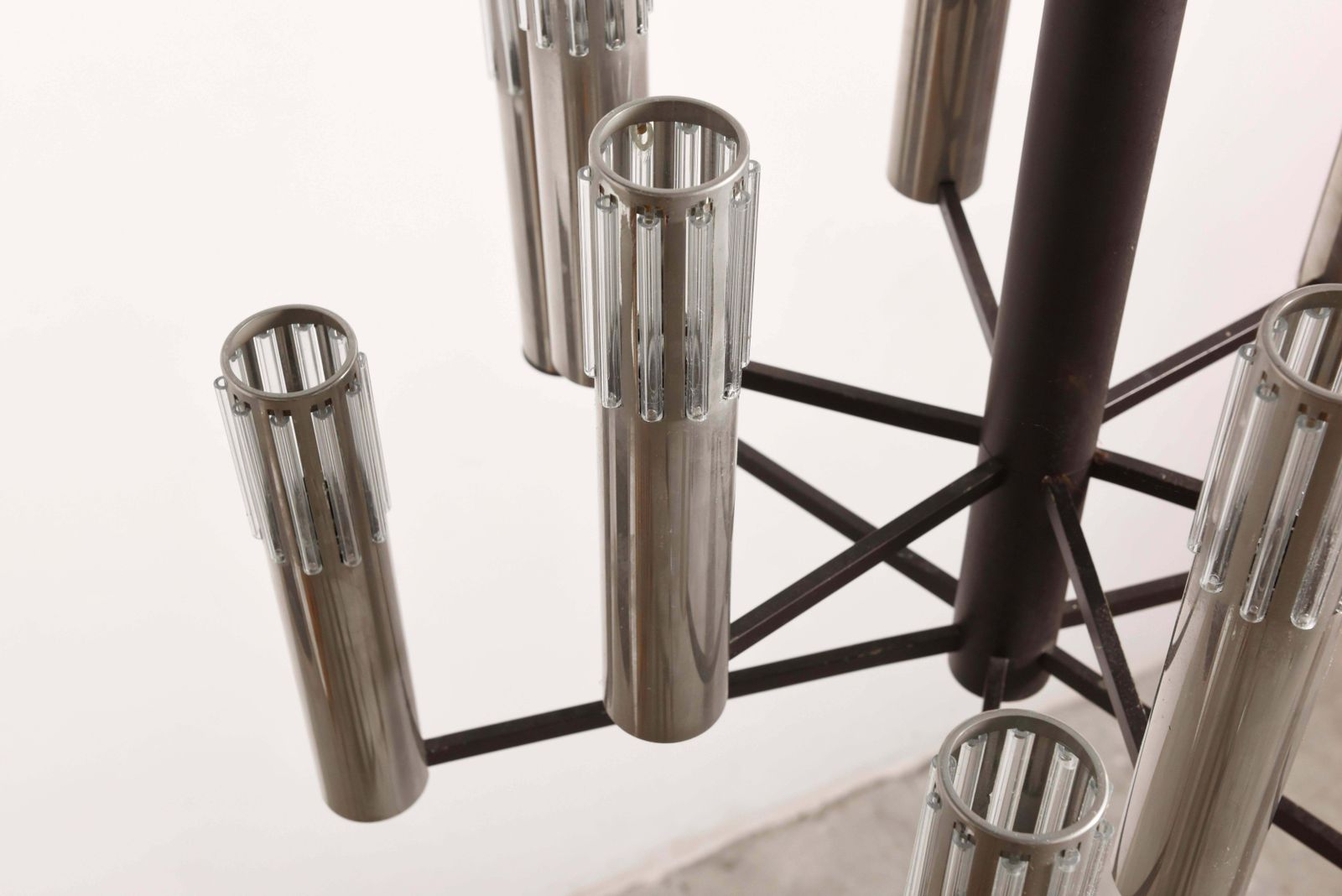 Chrome And Clear Glass Twelve Shade 1960s Chandelier By Schmahl And Schulz Germany photo buy