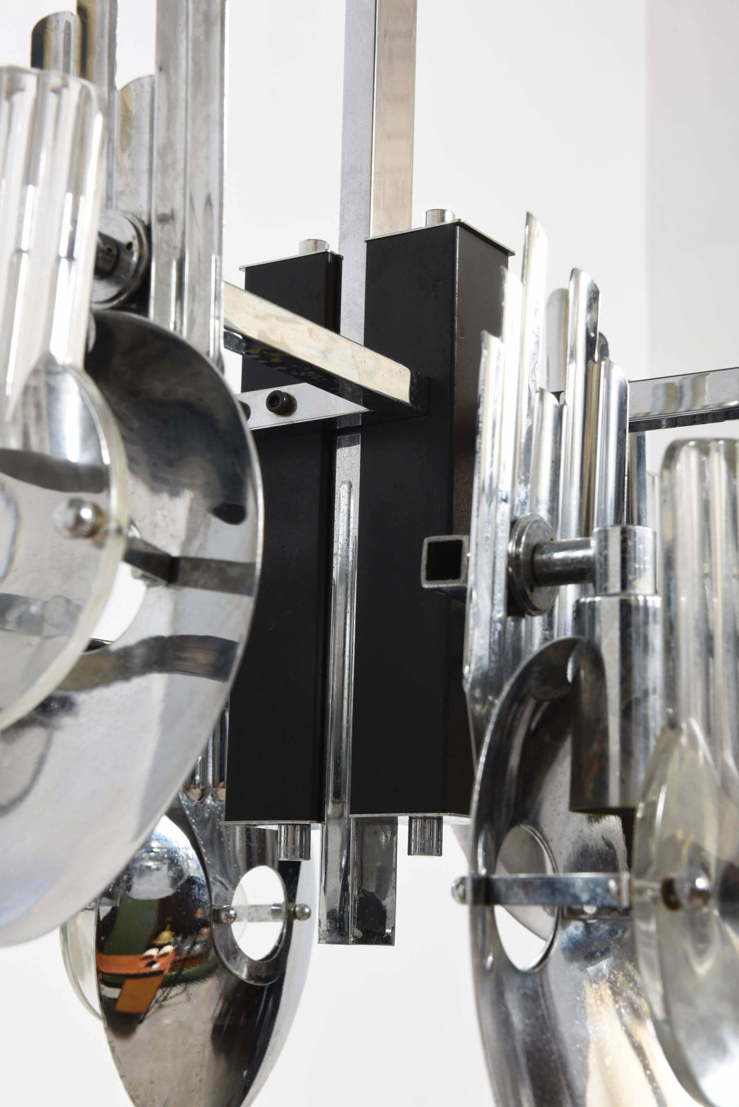 1970s Chrome Optic Chandelier By Italian Designer Oscar Torlasco photo for sale