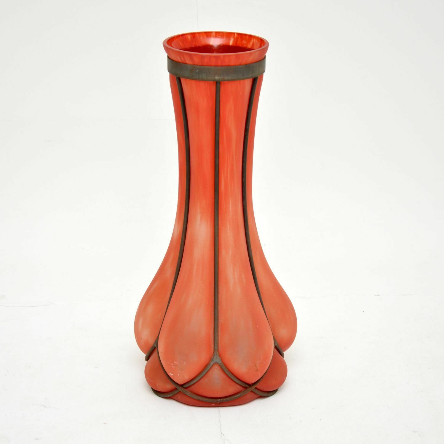 Art Deco Vintage Glass & Pewter Vase photo furniture