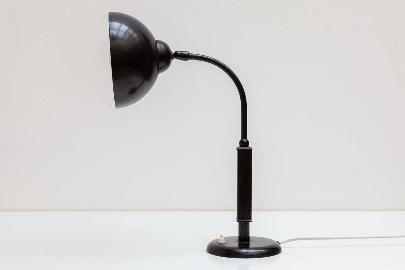 Rare Black Bauhaus Desk Lamp Designed By Cristian Dell By Kaiser 1930s photo Lighting