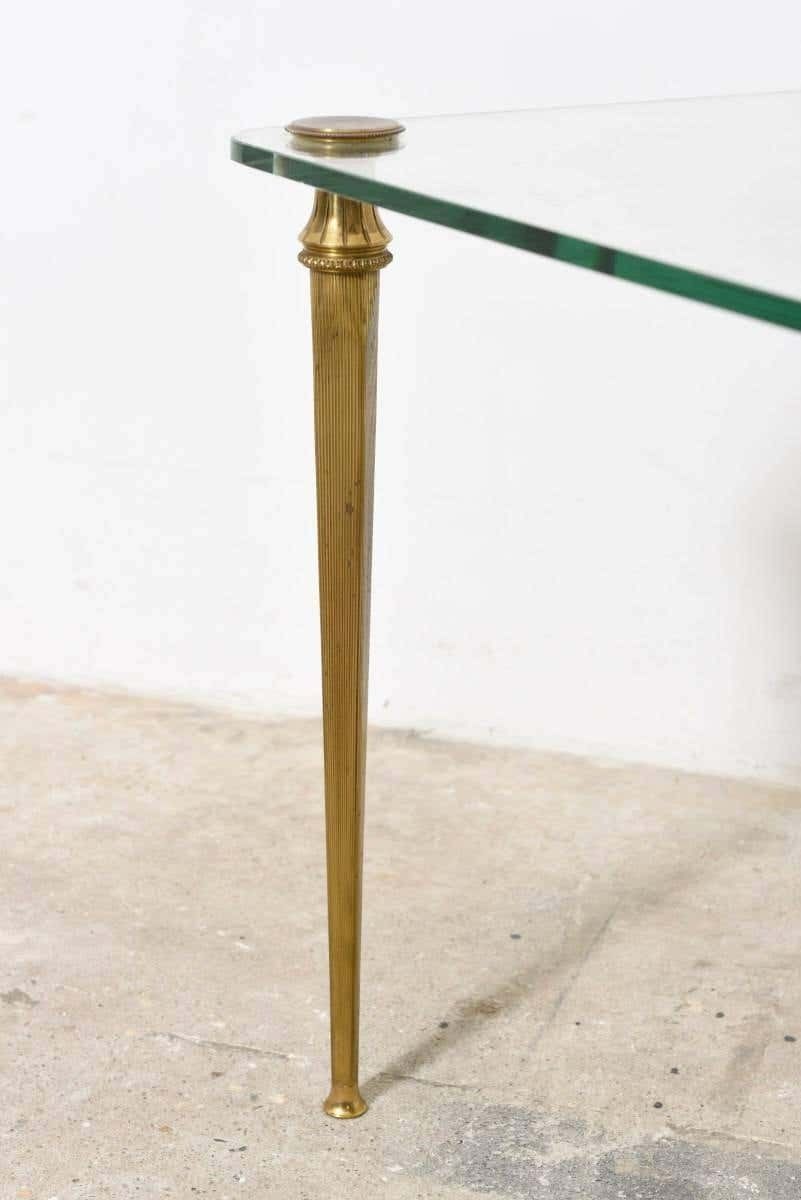 Brass Elegant Coffee, Cocktail Table, France, 1970s photo vinterior