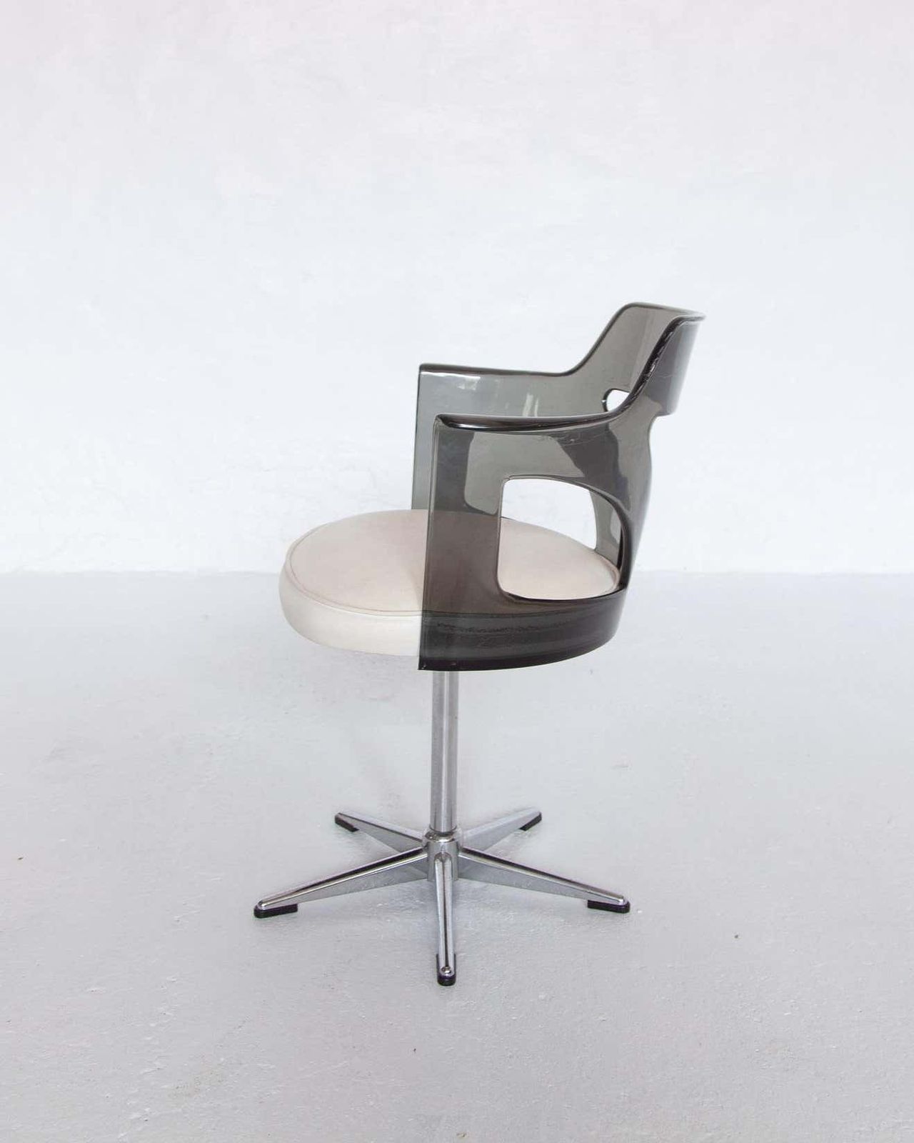 Spage Age Smoked Plexi Glass Swivel Desk Chair, 1960s photo Furniture