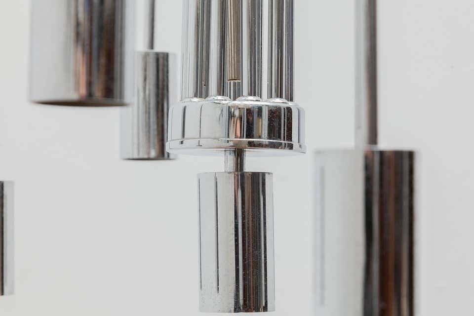 Chrome Ten Arms Chandelier, Italy, 1970s photo vinterior