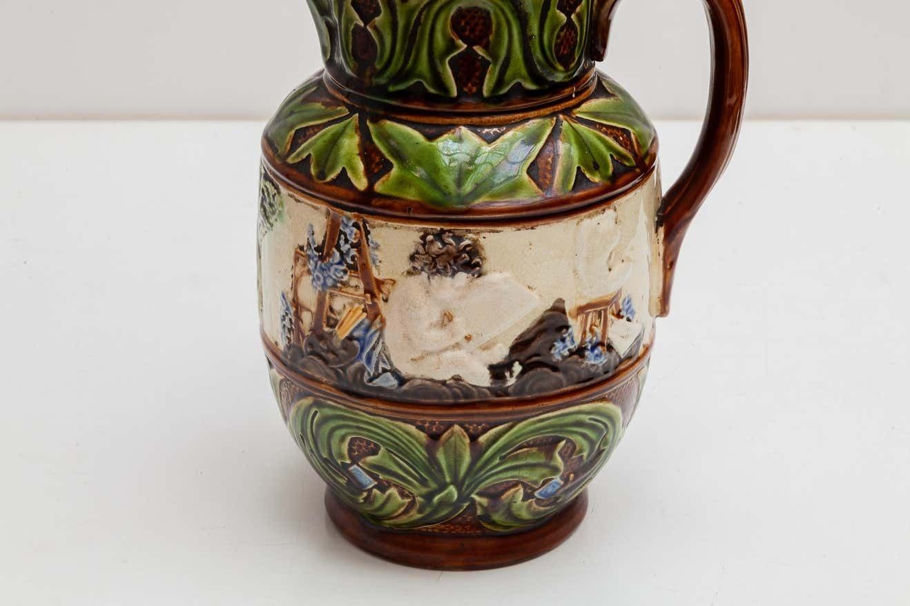 Set Of Two Majolica Jugs, Nimy Faiences Imperiale Belgium photo buy