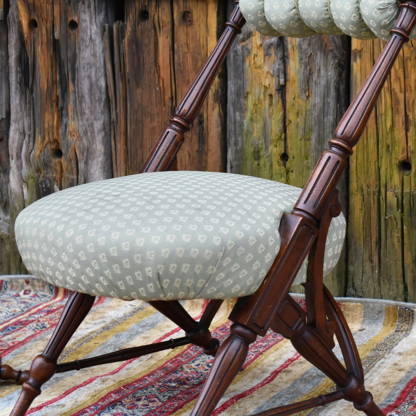 Antique Aesthetic Movement Colum Turned Mahogany Godwin Style Statement Chair photo for sale