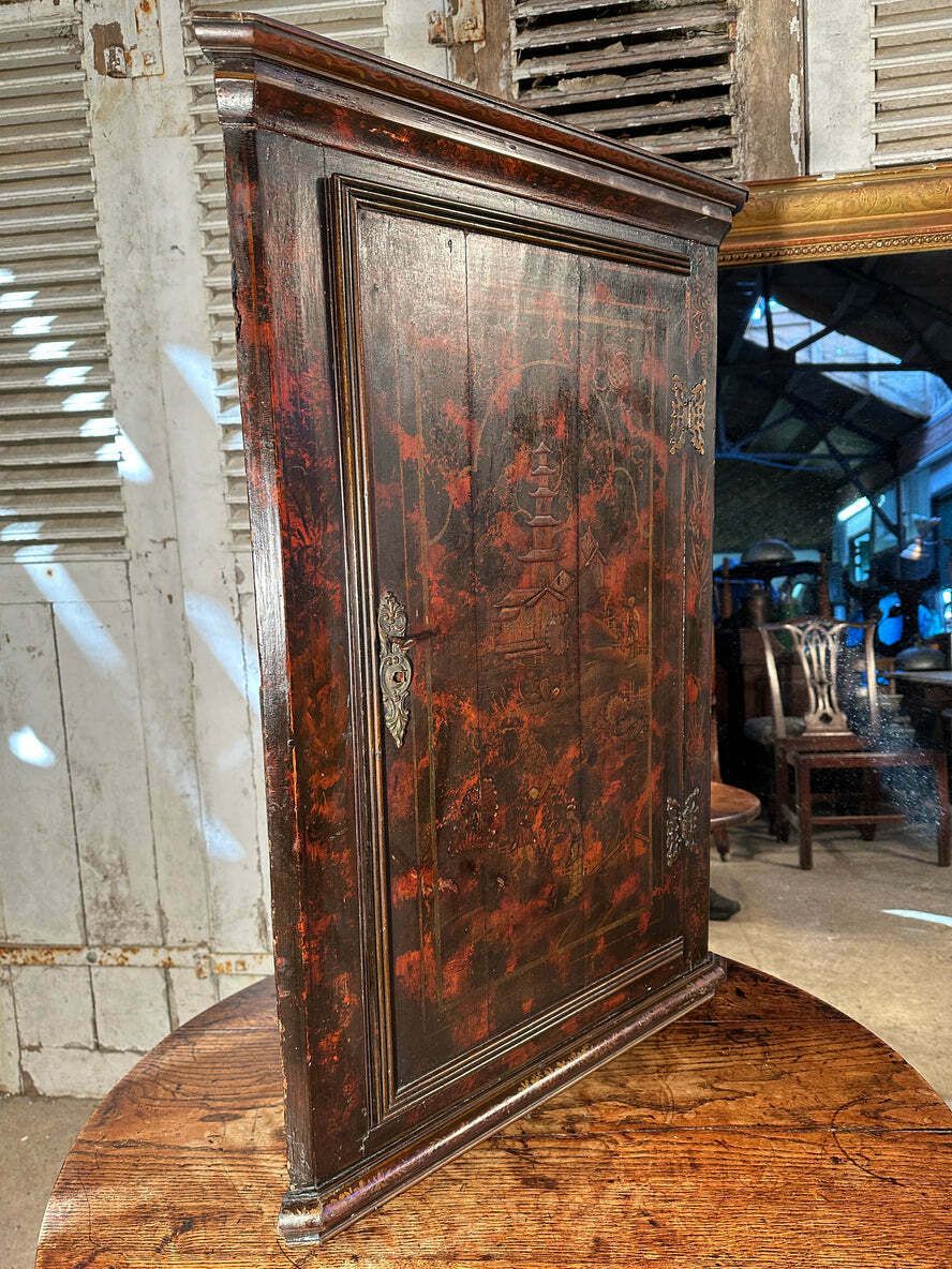 Early Antique George II Georgian Painted Chinoiserie Cupboard Circa 1760 photo for sale