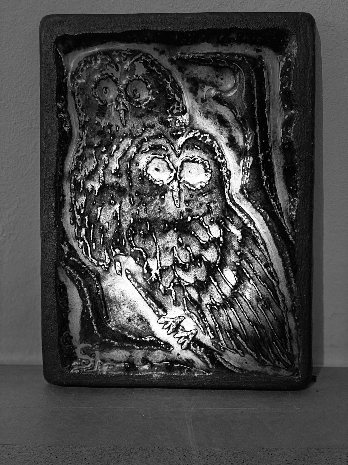 Scandinavian Blue Glazed Owl Ceramic Relief By Svend åage Jensen For Søholm photo furniture