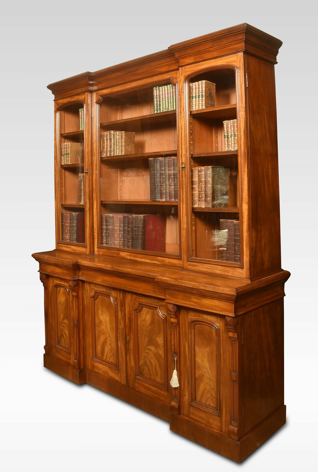 Mahogany Four Door Breakfront Library Bookcase photo for sale