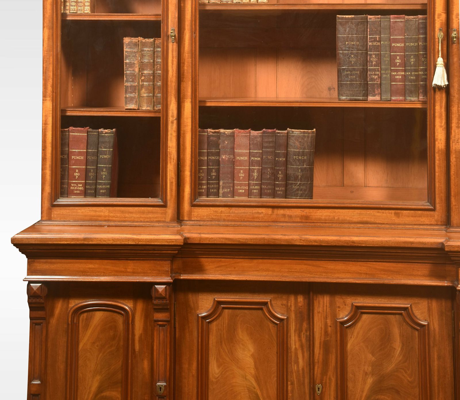 Mahogany Four Door Breakfront Library Bookcase photo vintage