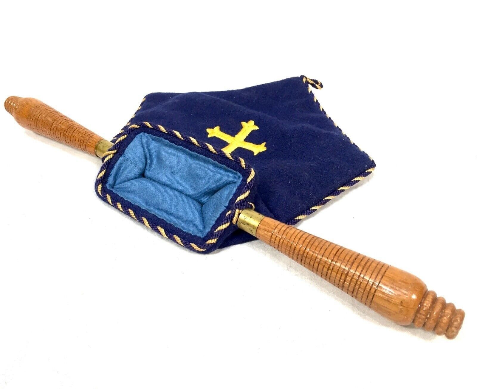 Antique Church Used Collection Basket / Box / Donation / Wooden Handle photo for sale