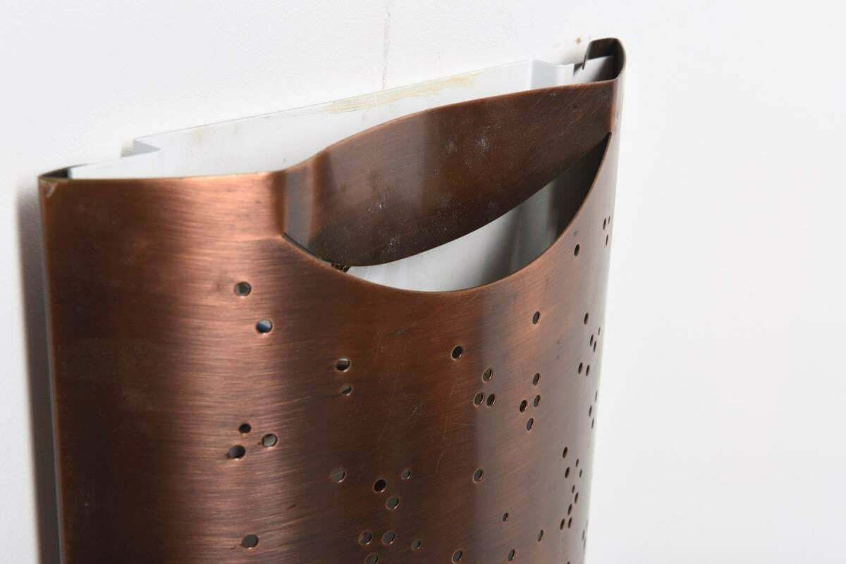 Handcrafted "Starlite" Set Of Stunning Curved Copper Perforated Wall Sconces photo Lighting