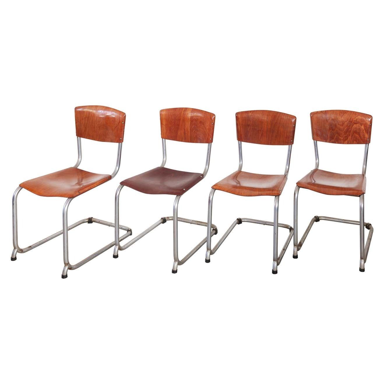 Bauhaus Very Rare Chrome Cantilever Pagholz Chairs