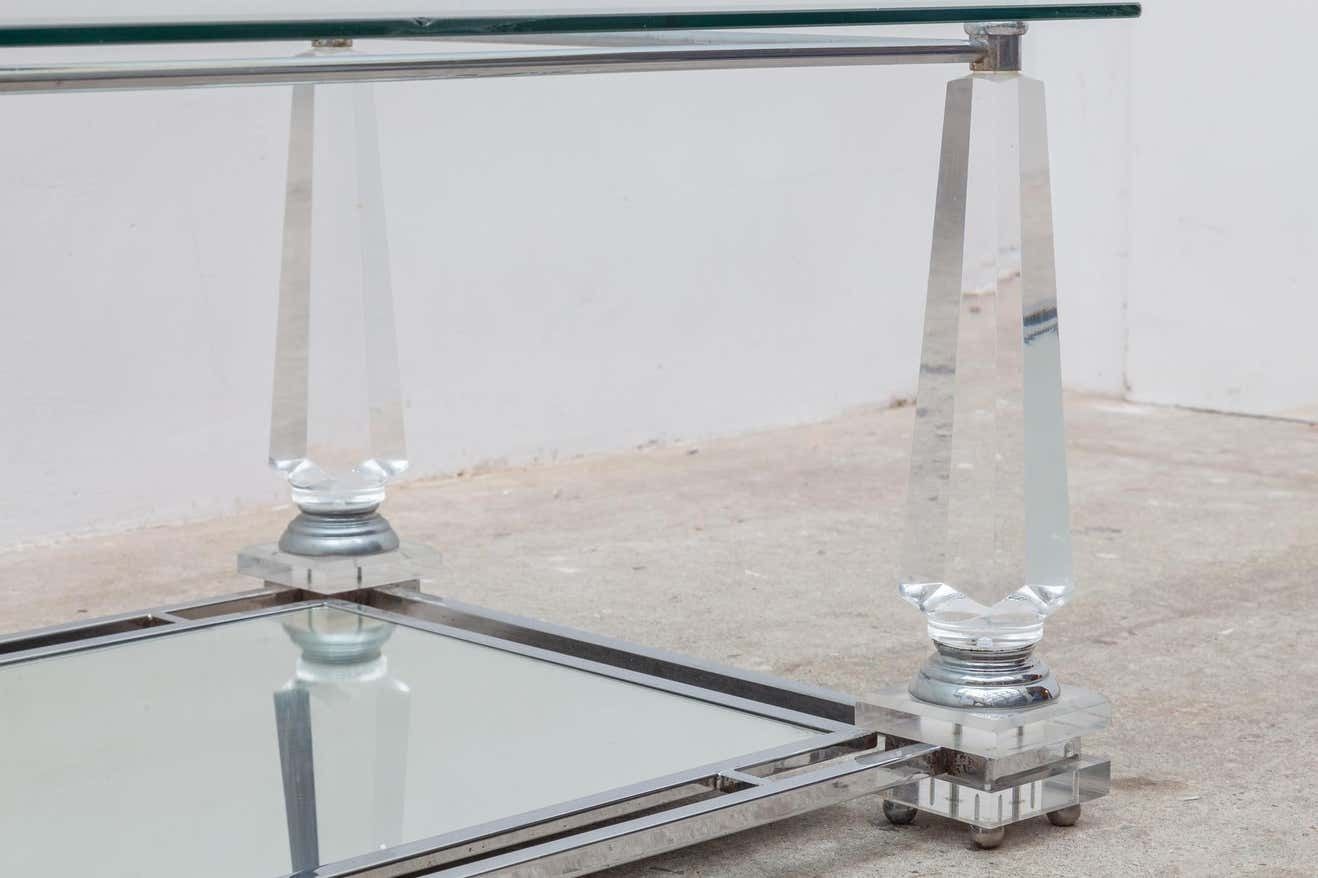 Hollywood Regency Rectangular Lucite Obelisk Coffee Table photo 1520.24
