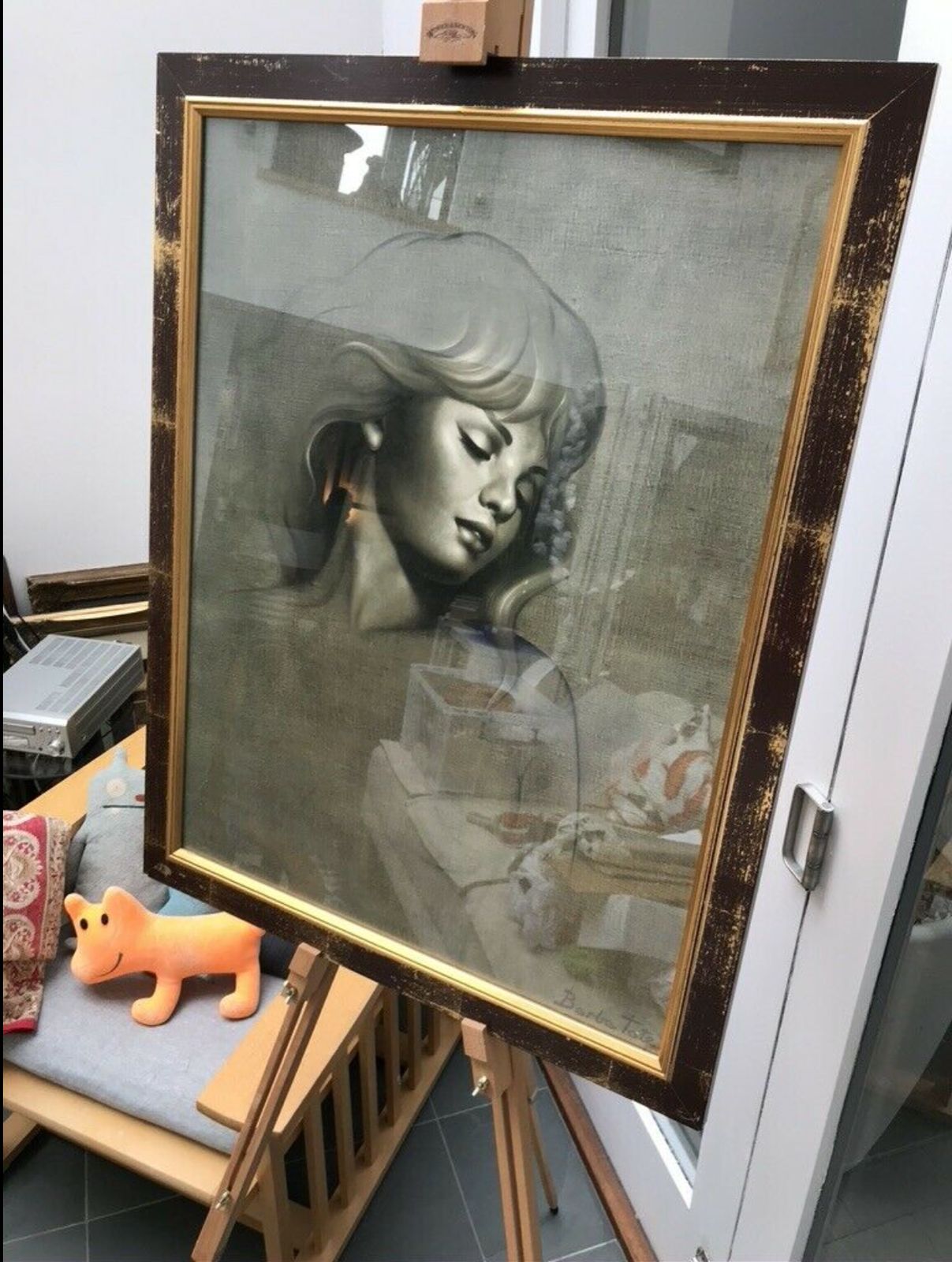 Vintage Barba Tate Framed Print Golden Girl Tretchikoff Era 82 X 66cm photo 200.0