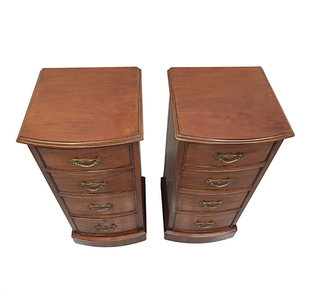A Very Fine Pair Of Large 19th Century Bow Fronted Bedside Chests photo for sale