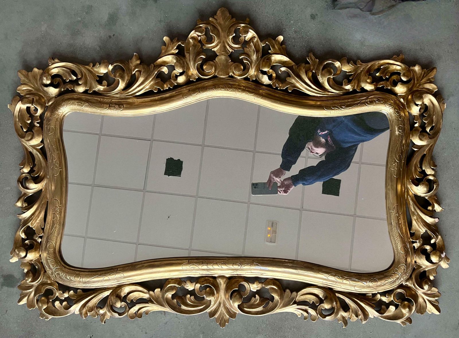 Early 20th French Empire Period Carved Gilt Wood Mirror photo for sale