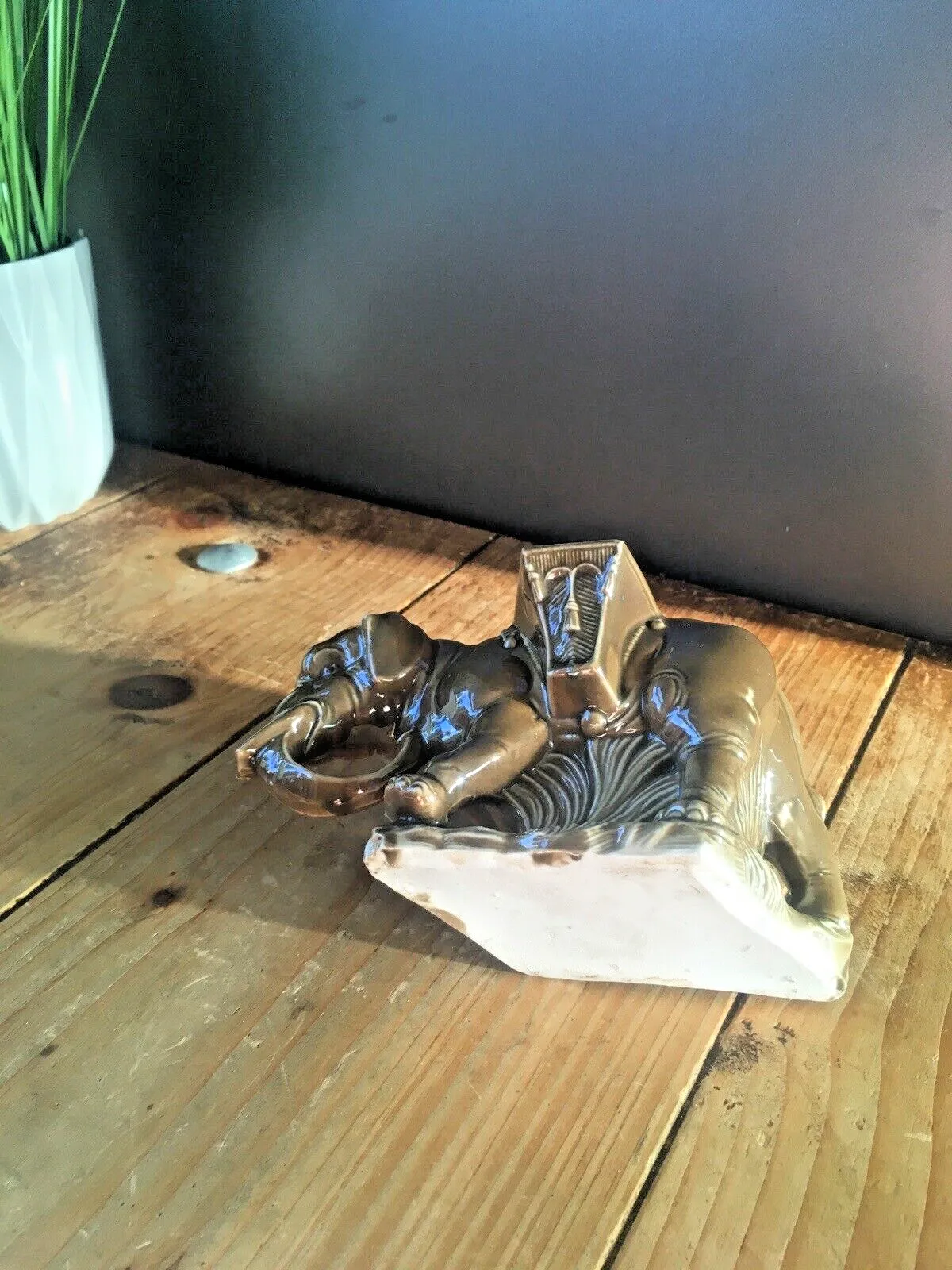 Rare Unusual Antique Austrian Porcelain Elephant Figurine Spill Vase Posy Holder photo vintage