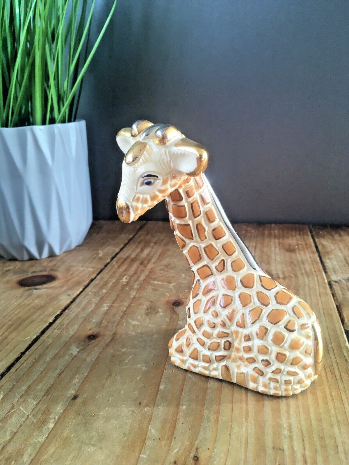 Adorable Rare Artesania Rinconada Uruguay Giraffe 747 Silver Anniversary Ornament Figurine Sculpture photo vinterior