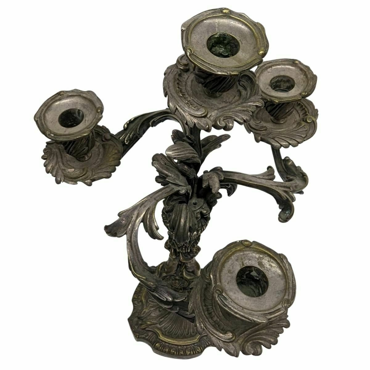 Pair Of Silvered Bronze Candlesticks With 19th Century Cherubs photo 1443.0