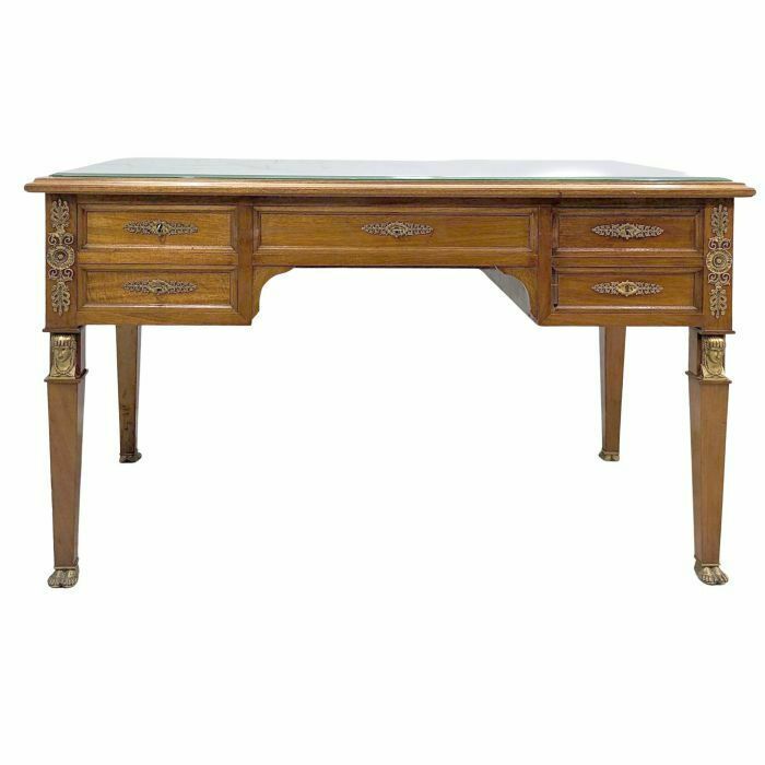 Empire Style Flat Desk Back From Egypt Mahogany And Bronze