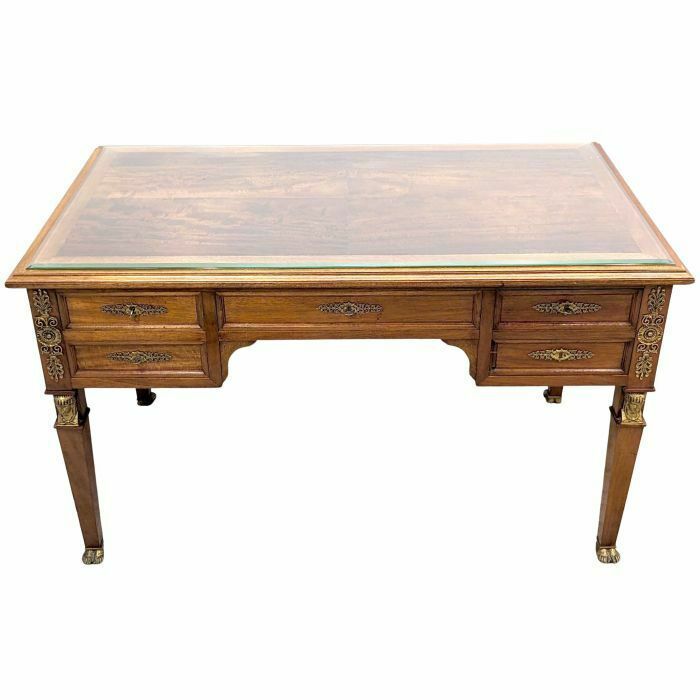 Empire Style Flat Desk Back From Egypt Mahogany And Bronze photo 1998.0
