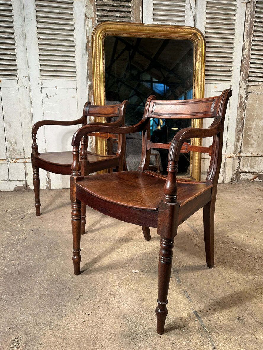 Antique Regency Cuban Mahogany Elbow Chairs Circa 1830 Price Per Chair