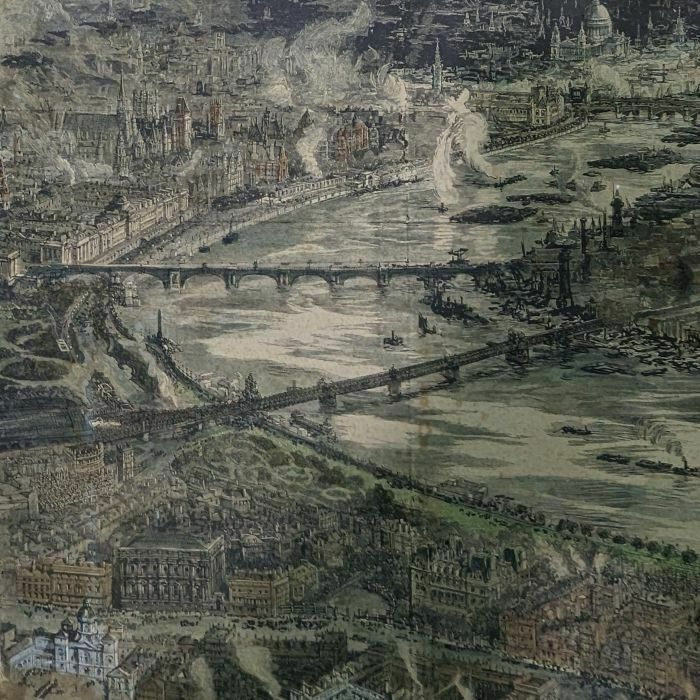 photo vinterior Bird's Eye View Of Westminster Engraving By Wl Wyllie And W Brewer
