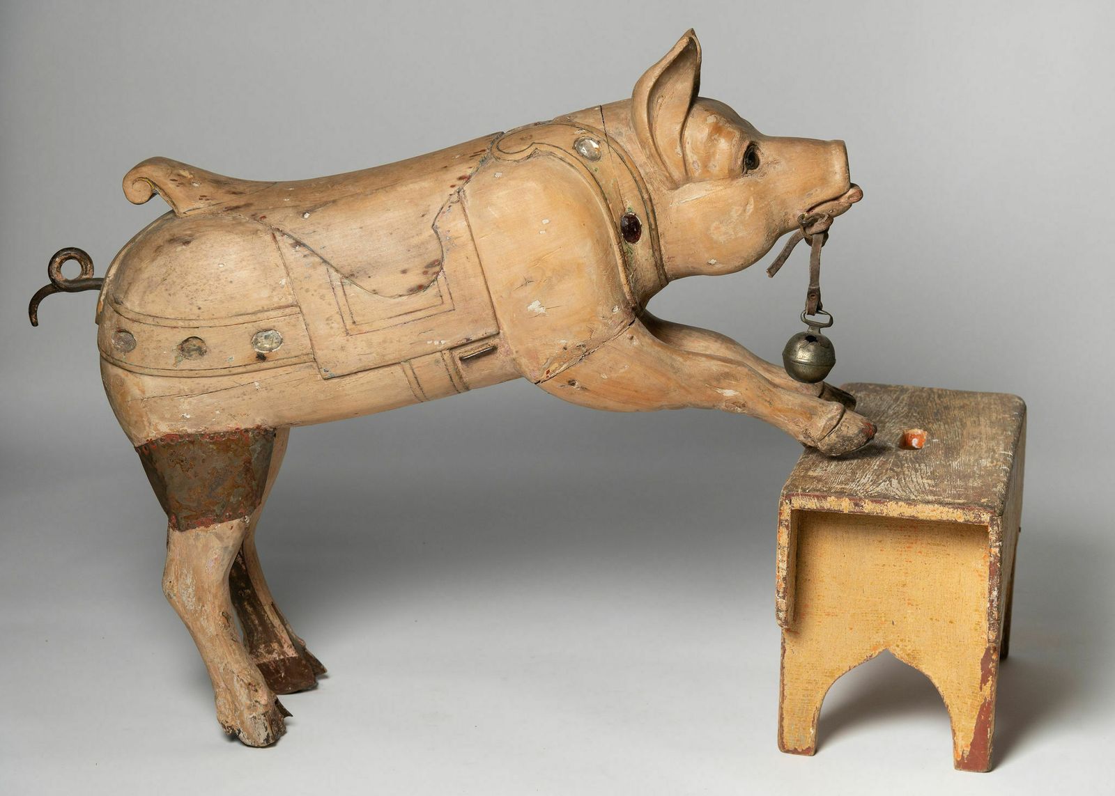 Antique French Carousel Pig, 1800s photo Art